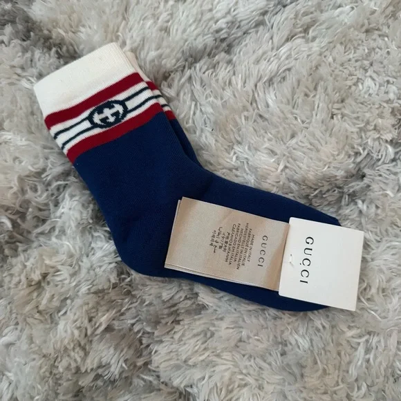 Gucci Blue Casual Socks with Ribbed Texture - Picture 1 of 4